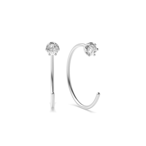 6 Prongs Round Shape Huggies Lab Grown Diamond Hoop Earrings  (12.40mm X 11.40mm)