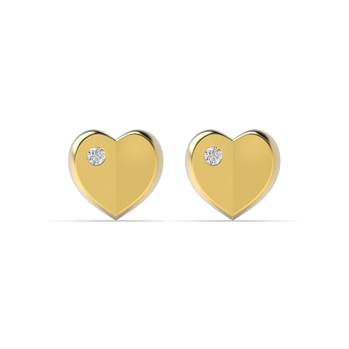 Flush Setting Round Yellow Gold Solid Stud Diamond Earrings