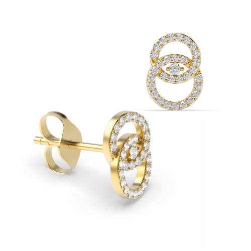 Pave Setting Interlocking Double Circle Diamond Designer Earrings  (12.00mm X 9.00mm)