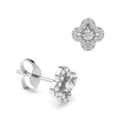 Pave Setting Flower Style Designer Cluster Diamond Earrings (8.50mm)