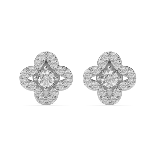 Pave Setting Round Star shaped Diamond Earrings