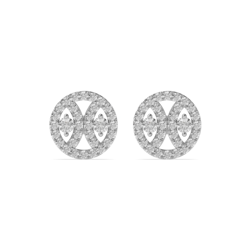 Pave Setting Round Silver Circle shaped Designer Diamond Earrings