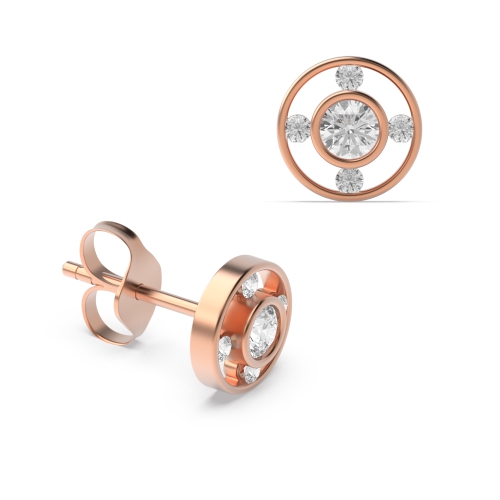 Bezel Setting Round Rose Gold Lovewhisper Stud Diamond Earrings