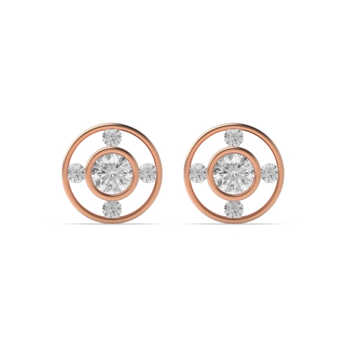 Bezel Setting Round Rose Gold Lovewhisper Stud Diamond Earrings