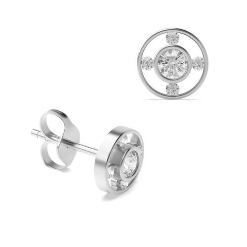 Bezel Setting Round Silver Lovewhisper Designer Diamond Earrings