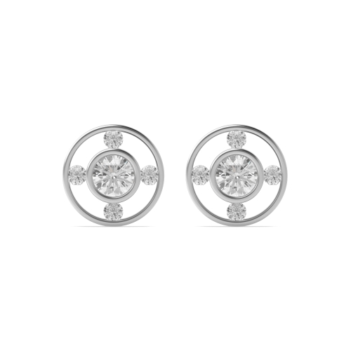 Bezel Setting Round Silver Lovewhisper Designer Diamond Earrings