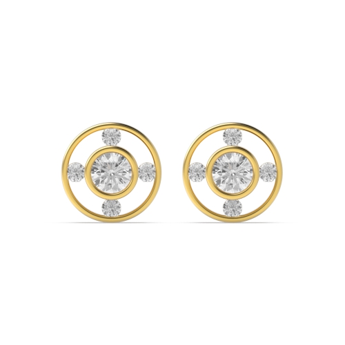 Bezel Setting Round Yellow Gold Lovewhisper Stud Diamond Earrings