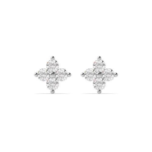 4 Prong Round Tiny cluster Stud Diamond Earrings