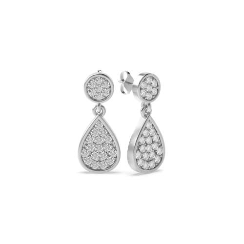 Pave Setting Round Stud Earrings