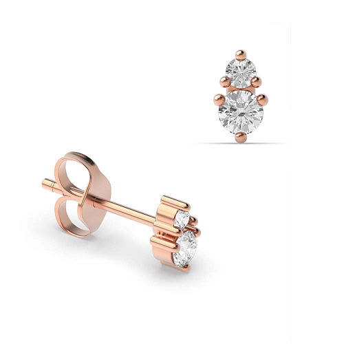 4 Prong Round Rose Gold Stud Earrings