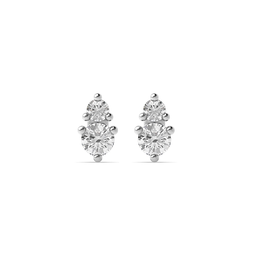 4 Prong Round 2 stone Diamond Earrings