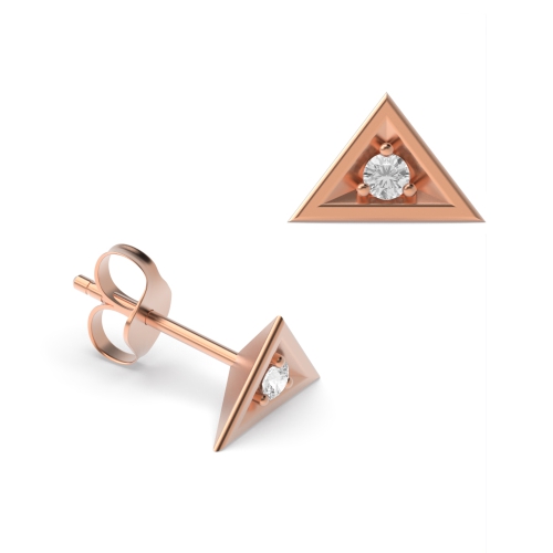 Prong Setting Round Shape Triangle Diamond Stud Earrings  (4.00mm - 8.00mm)