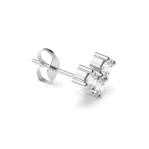 4 Prong Round Chevron Single Diamond Earring