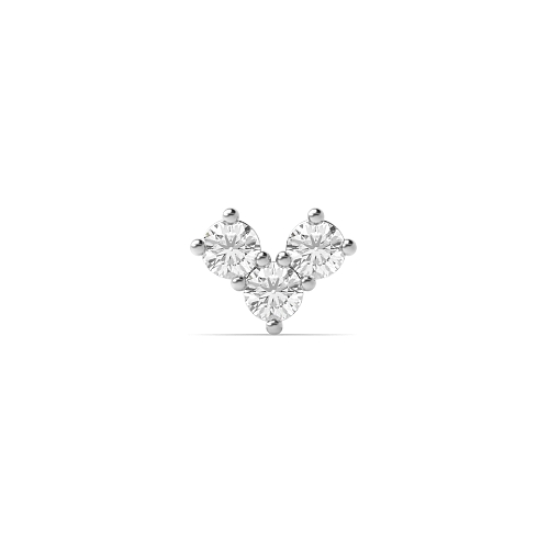 4 Prong Round Chevron Single Diamond Earring