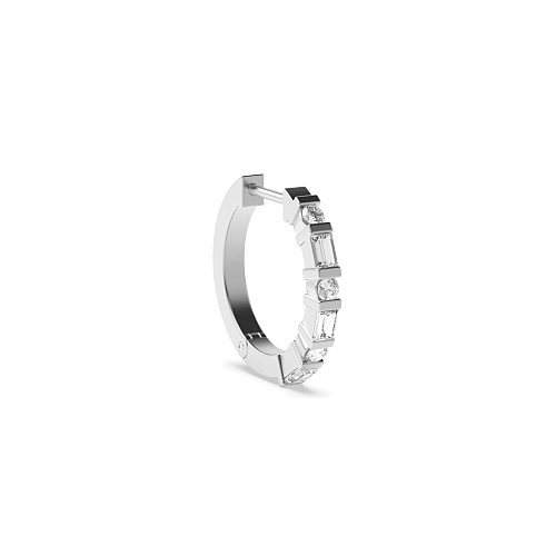 Channel Setting Round/Baguette Bar Single Diamond Earring