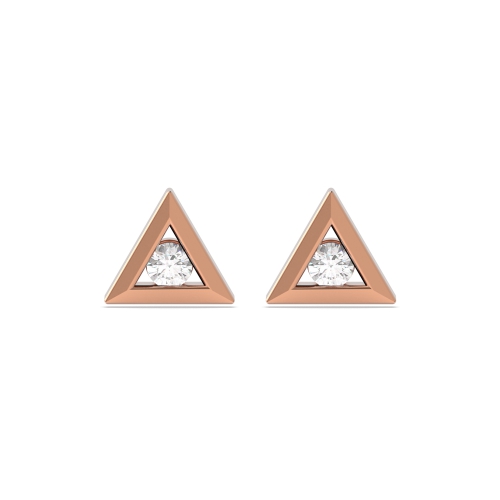 Channel Setting Round Rose Gold Triangle Diamond Earrings