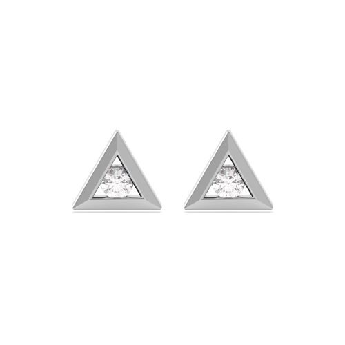 Channel Setting Round Silver Triangle Designer Diamond Earrings