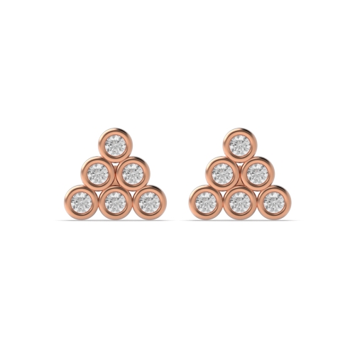 Bezel Setting Round Rose Gold Legacyring Stud Diamond Earrings