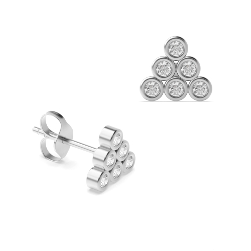 Bezel Setting Round White Gold Legacyring Stud Diamond Earrings