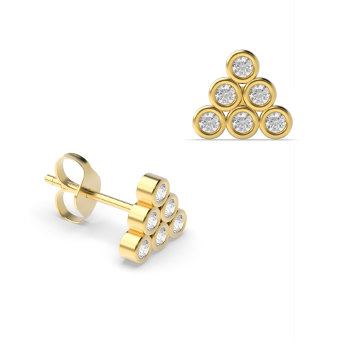 Bezel Setting Round Yellow Gold Legacyring Stud Diamond Earrings
