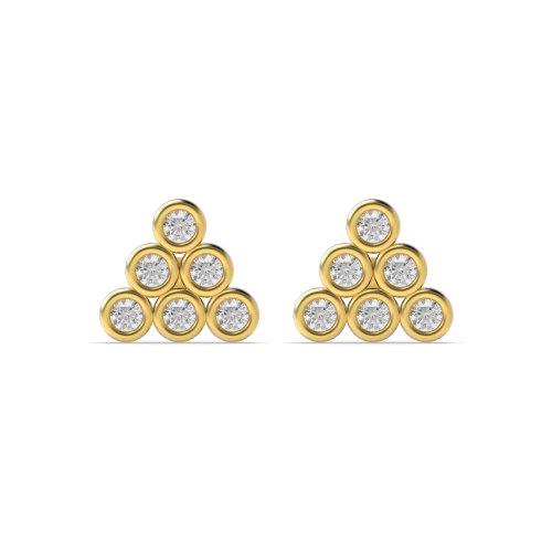 Bezel Setting Round Yellow Gold Legacyring Stud Diamond Earrings