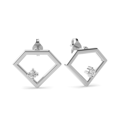 Unique Tiny Diamond Shape Designer Diamond Stud Earrings (7.80mm X 10.00mm)
