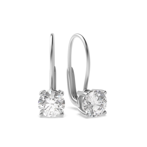 4 Prongs Round Shape Leverback Dangle Lab Grown Diamond Drop Earrings
