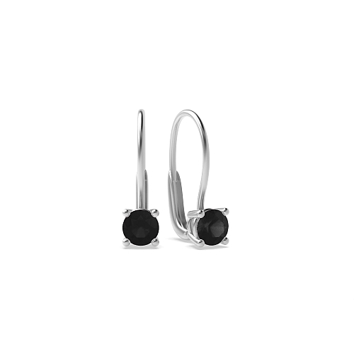 4 Prong Leverback dangle Black Diamond Earrings