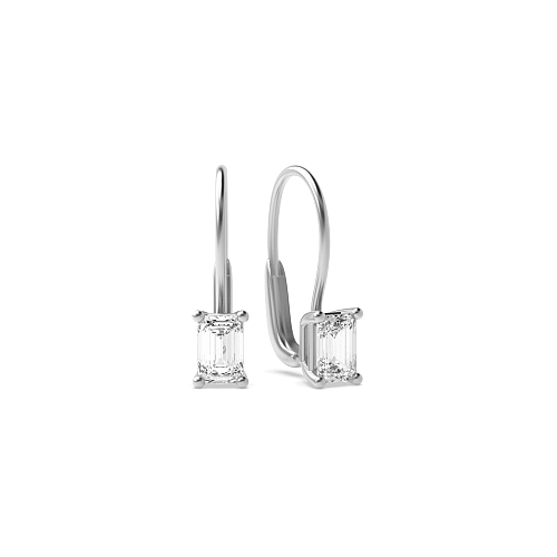 4 Prong Emerald Leverback dangle Diamond Earrings