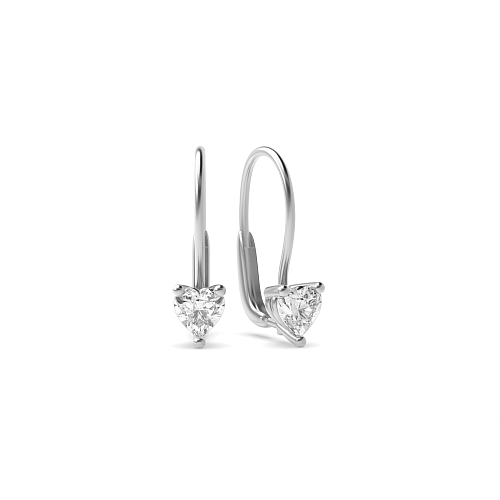Prong Heart Leverback dangle Drop Diamond Earrings