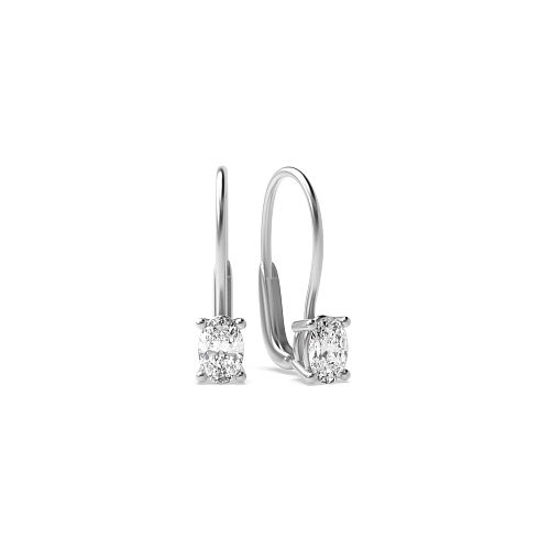 4 Prong Oval Leverback dangle Diamond Earrings