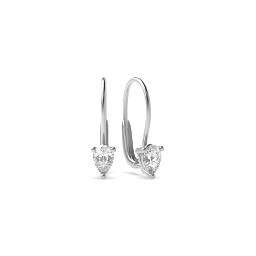 Prong Pear Leverback dangle Diamond Earrings