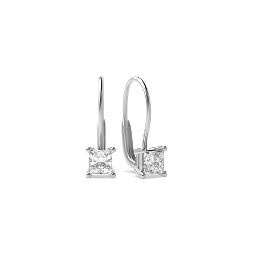 4 Prong Princess Leverback dangle Diamond Earrings