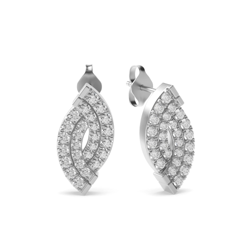 Pave Setting Round Designer Diamond Earrings