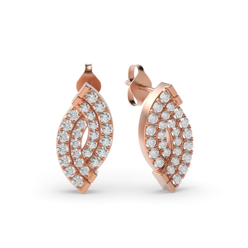 Pave Setting Round Rose Gold Fashion Diamond Earrings