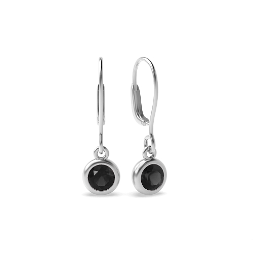Bezel Setting Hoop stud dangling Black Diamond Earrings