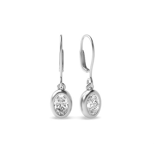 Bezel Setting Oval Hoop stud dangling Diamond Earrings