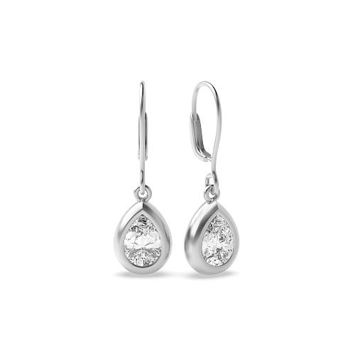 Prong Pear Hoop stud dangling Diamond Earrings
