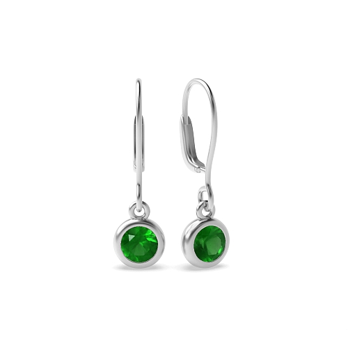 Bezel Setting Hoop stud dangling Emerald Diamond Earrings