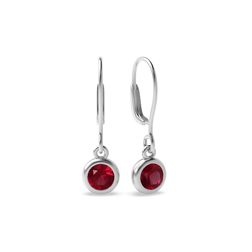 Bezel Setting Hoop stud dangling Ruby Diamond Earrings