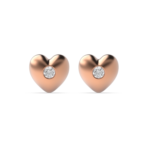Bezel Setting Round Rose Gold Solid Diamond Earrings