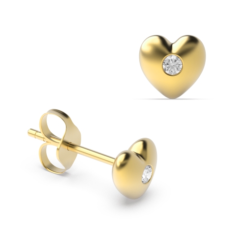 Bezel Setting Round Yellow Gold Solid Diamond Earrings