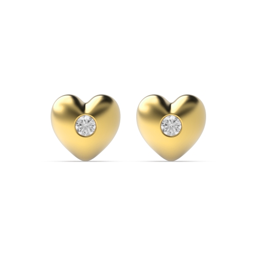 Bezel Setting Round Yellow Gold Solid Diamond Earrings