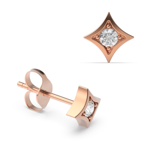 Bezel Setting Round Rose Gold Northern star Stud Diamond Earrings