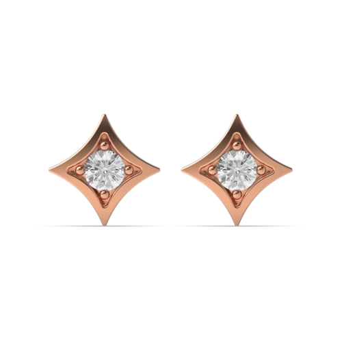 Bezel Setting Round Rose Gold Northern star Stud Diamond Earrings