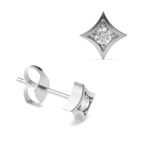 Bezel Setting Round Silver Northern star Designer Diamond Earrings