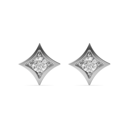 Bezel Setting Round Silver Northern star Designer Diamond Earrings
