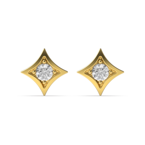 Bezel Setting Round Yellow Gold Northern star Stud Diamond Earrings