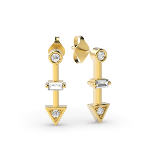 4 Prongs Round Shape Arrow Diamond Stud Drop Earrings (13.30mm X 3.60mm)