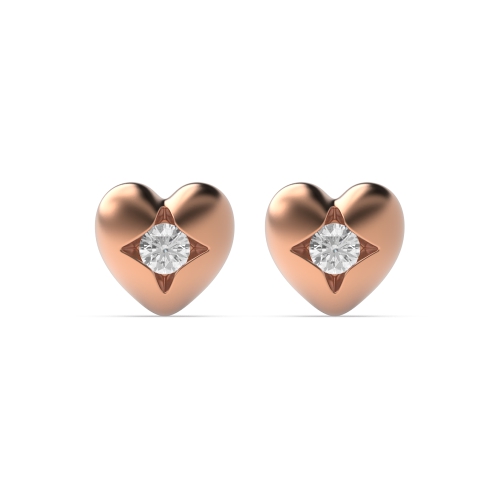 Channel Setting Round Rose Gold Solid Stud Diamond Earrings